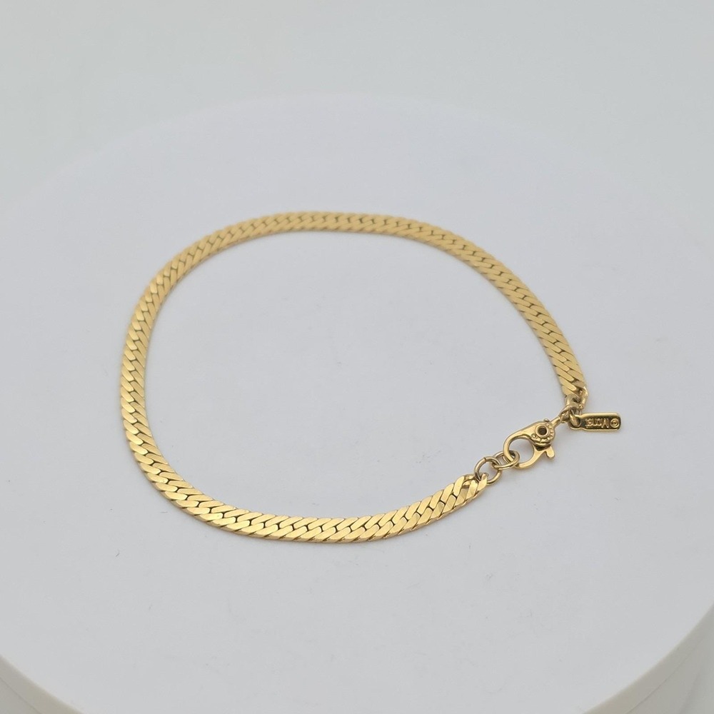Genuine Vtg MONET Bracelet Serpentine Chain Sister Clasp Gold Plated Signed 7.5"